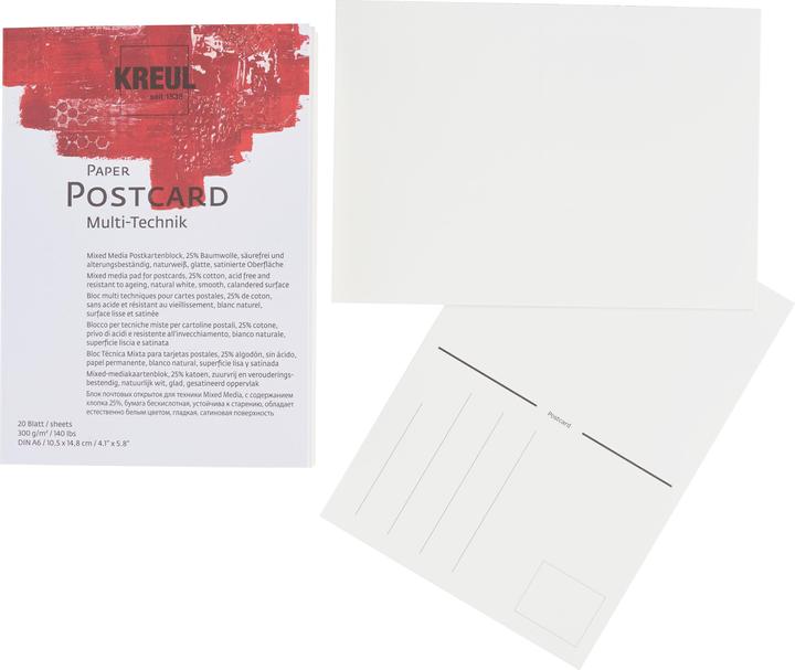 Immagine prodotto Kreul Blocco di carta per cartoline, DIN A6, 20 fogli (300 g/m², 1 x)