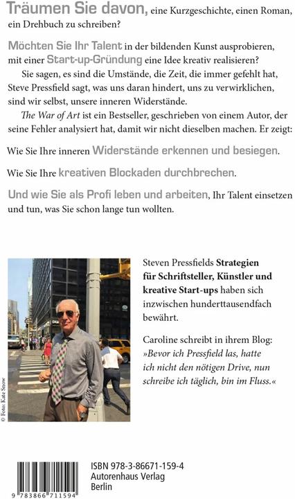 Immagine prodotto The War of Art. So durchbrechen Sie innere Blockaden und gewinnen kreative Energie (Tedesco, Karin Dufner, Steven Pressfield, 2021)
