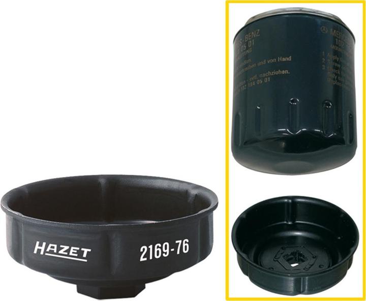 Immagine prodotto HAZET Chiavi per filtro olio 2169-76 ∙ Attacco quadro, cavo, 12,5 mm (1/2 di pollice) ∙ Profilo sca…