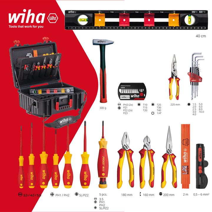 Produktbild Wiha XL 2 46816 Elektriker, Handwerker, Lehrlinge, Profi, VDE Werkzeugkoffer bes (41 Teile)