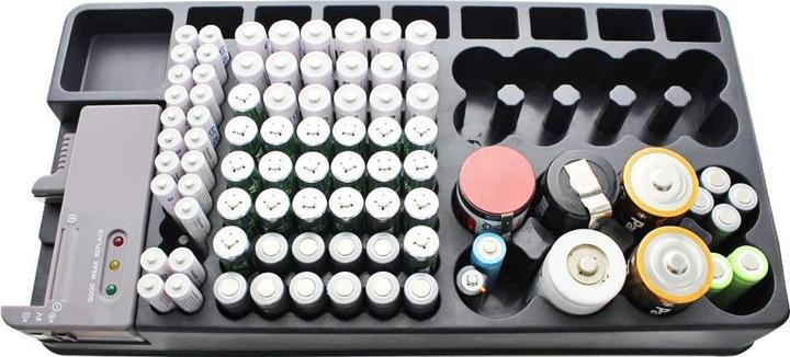 Produktbild AccuCell 2in1-Batterie-Organizer, Universal Akkubox für 1-110 Akku oder Batterien