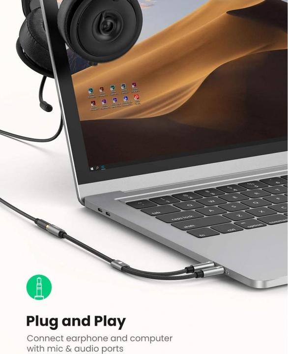 Image du produit Ugreen Micro et casque Y Splitter 3.5 mm jack (0.20 m, Jack 3,5 mm (AUX))