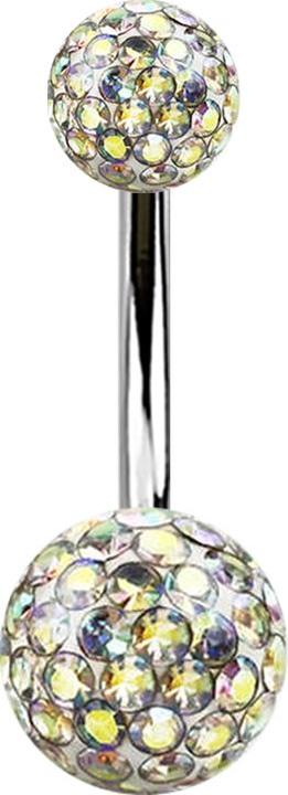 Produktbild Star Piercing Banane silber mit zwei Kristall Kugeln multicolor Epoxy Schutzschicht (Titan G23, ohne Messing)