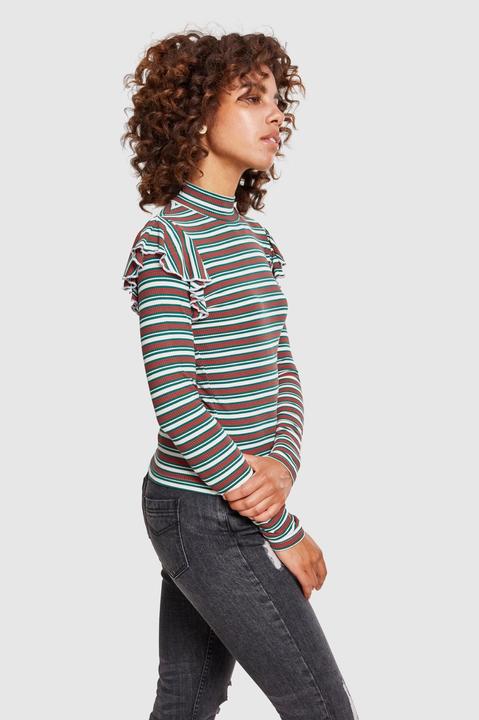 Produktbild Urban Classics Ladies Rib Striped Volant Turtleneck L/S (5XL)