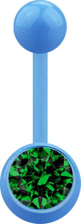 Produktbild Star Piercing Banane hellblau mit Kugel und Kugel Kristall grün (Acryl, ohne Messing)