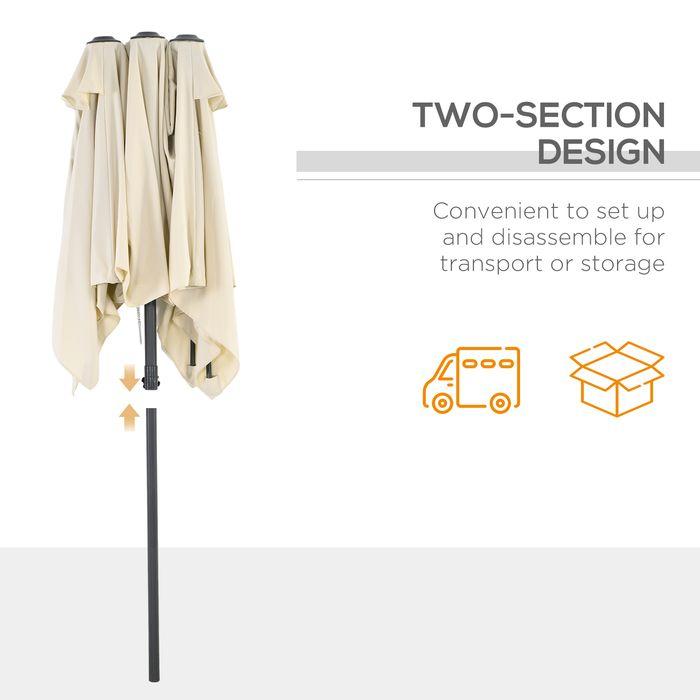 Actual product image Swisshandel24 Tiltable double parasol, polyester, cream 150 x 295cm (2.95 m)
