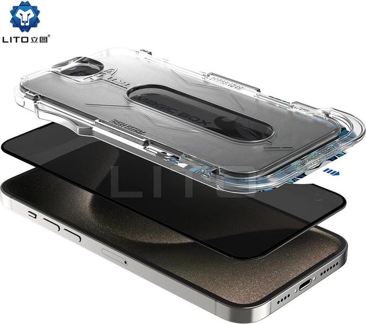 Produktbild Lito Panzerglas Privacy inkl. Installationstool (1 Stück, Apple iPhone 15 Pro)