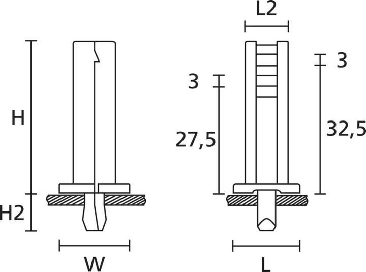 Actual product image HellermannTyton Wedge base 18x22 mm, heat-resistant (Fixing loops, 18 mm, 100 pcs.)