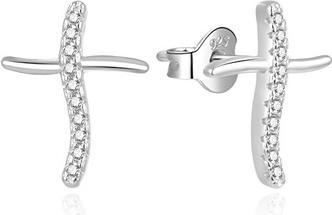 Immagine prodotto Beneto Modern Silver Earrings with Zircons Crosses AGUP2000