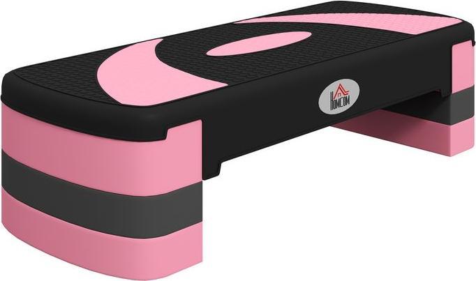 Produktbild Swisshandel24 Aerobik-Stepper, höhenverstellbar, 80x31x10/15/20cm, bis 150 kg, Schwarz/Rosa/Grau
