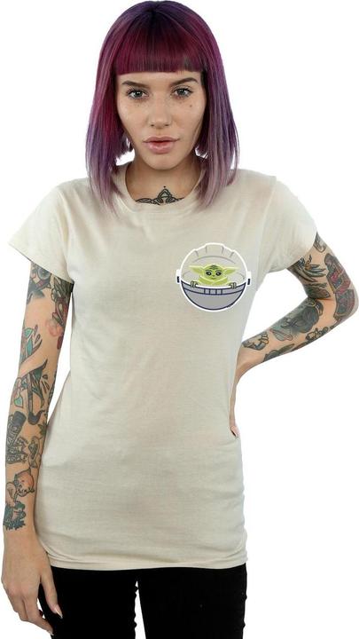 Actual product image Star Wars Womens/Ladies The Mandalorian The Child Drawn Breast Print Cotton T-Shirt (L)