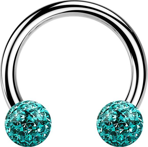 Produktbild Star Piercing Circular Barbell silber mit zwei Kristall Kugeln türkis Epoxy Schutzschicht (Chirurgenstahl 316L, ohne Messing)