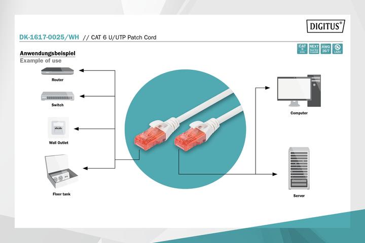 Image du produit Digitus Câble de réseau (U/UTP, CAT6, 0.25 m)