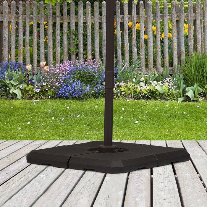 Actual product image Swisshandel24 Umbrella weight, 4-piece umbrella stand, can be filled with 80 water or 120 sand, HDPE, black