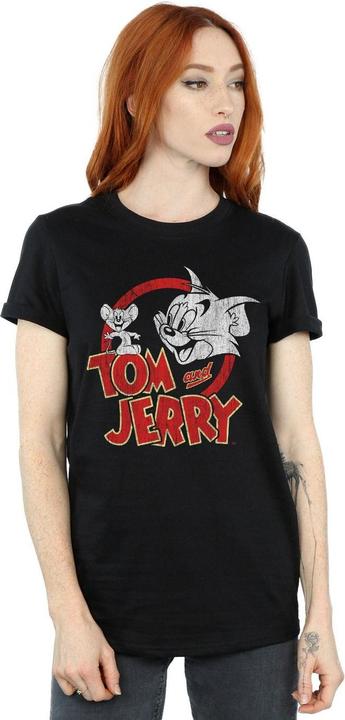 Actual product image Tom & Jerry Womens/Ladies Distressed Logo Cotton Boyfriend T-Shirt (M)