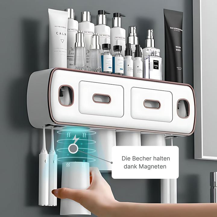 Immagine prodotto Hermex Porta spazzolini multifunzionale con cassetto Set di dispenser per dentifricio