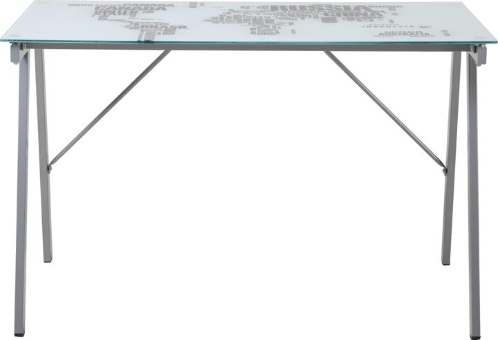 Produktbild Möbilia Schreibtisch Weltkarte glas weiss (113 x 73 x 58 cm)