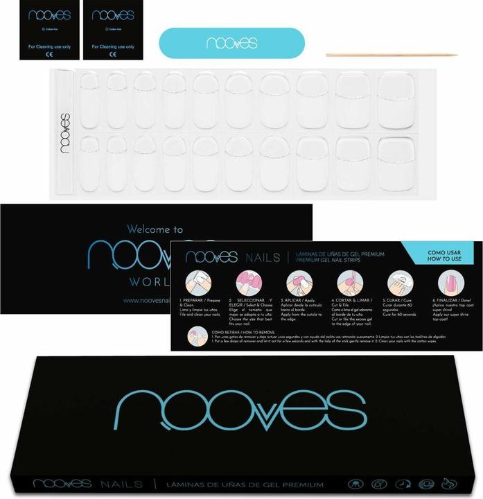 Nooves NAILS Premium Precured Gel Nail Foils French LUXE Transparent French Salon Quality Long Lasti (Nagellacktrockner)