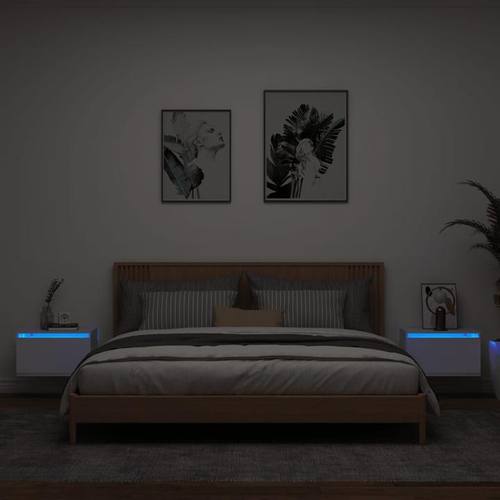 Image du produit VidaXL Tables de chevet murales avec lampes LED 2 pcs. Blanc,Couleur (50 x 36 x 30 cm)