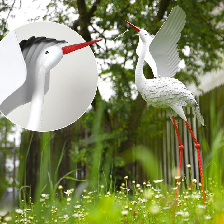 Produktbild Hermex Kranich Metall Dekofigur Gartendekoration Gartenfigur Gartenskulptur