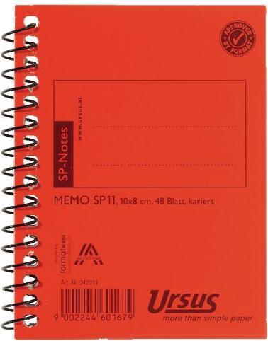 Actual product image Ursus Spiral notepad side spiral SP11 chequered 10x8cm 48sheets (Checked)