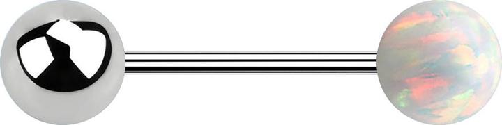 Actual product image Star Piercing Micro barbell silver with ball and ball opal white (without brass, Surgical steel 316L)