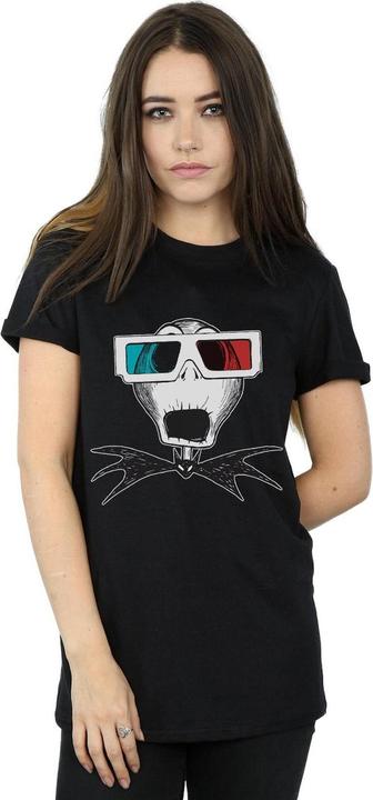 Actual product image Disney Womens/Ladies Nightmare Before Christmas Jack Skellington 3D Glasses Cotton Boyfriend T-Shirt (3XL)