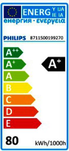 Label énergétique Philips MASTERC CDM-T 70W/942 G12 1CT/12 (G12, 70 W, 6300 lm, 1 x, G)
