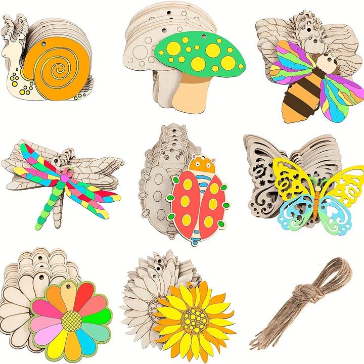 Actual product image Activity Board 32pcs wooden cut-outs butterfly wooden discs, craft kits, wooden cut-outs