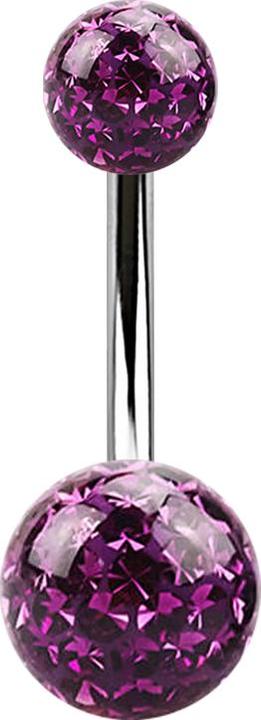 Produktbild Star Piercing Banane silber mit zwei Kristall Kugeln violett Epoxy Schutzschicht (Chirurgenstahl 316L)