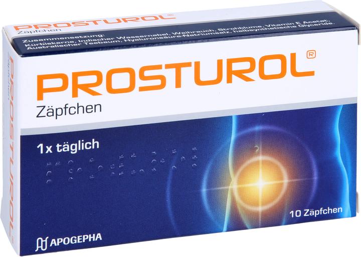 Actual product image Apogepha PROSTUROL Suppositories for prostatitis and benign prostate enlargement, 10 pcs. Suppositories (Intimate washing lotion)