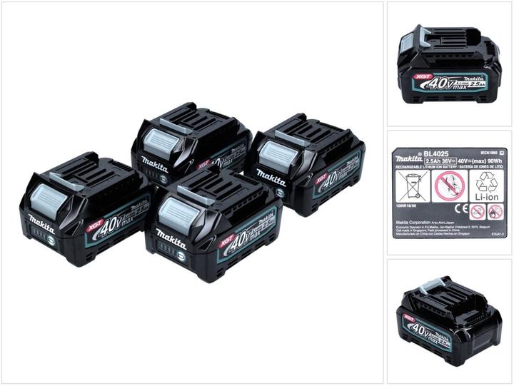 Produktbild Makita Akku Set 40 V mit 4x BL 4025 2,5 Ah ( 4x 191B36-3 ) XGT Li-Ion Akku IP64 Schutzklasse mit LED (40 V)