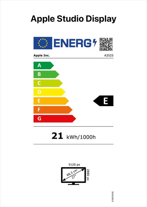 Energy Label Apple Studio Display Nano (5120 x 2880 pixels, 27")