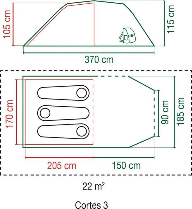 Productafbeelding Coleman Cortes 3 (Tunnel tent, 4.10 kg, 3 personen)