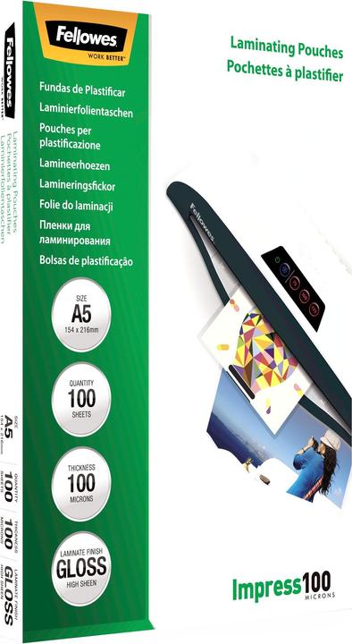 Image du produit Fellowes Film de plastification A5 100 mic brillant - 100 pièces (A5, 100 pièce(s), 100 µm)
