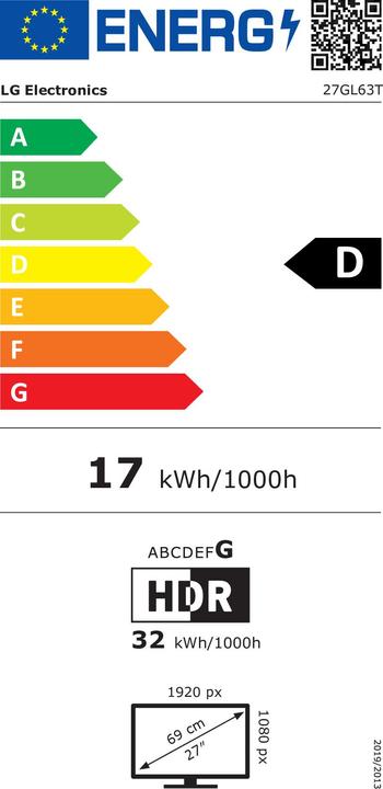Energy Label LG 27GL63T-B (1920 x 1080 pixels, 27")