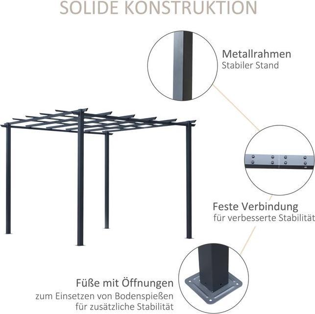 Produktbild Swisshandel24 stabiler Rosenpavillon als Rankhilfe wetterfest Metall schwarz 2,97x2,95x2,3m (297 cm, 295 cm)