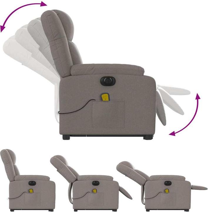 Immagine prodotto VidaXL Poltrona massaggiante Ausilio per la risalita Poltrona elettrica per TV Poltrona in tessuto Taupe