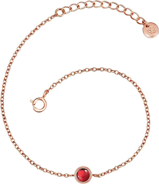 Glanzstücke München Damen Sterling Silber Granat roségold 17,0 cm Basislänge + 3,0 cm Verlängerung - 11096 (17 cm, Sterling Silber)