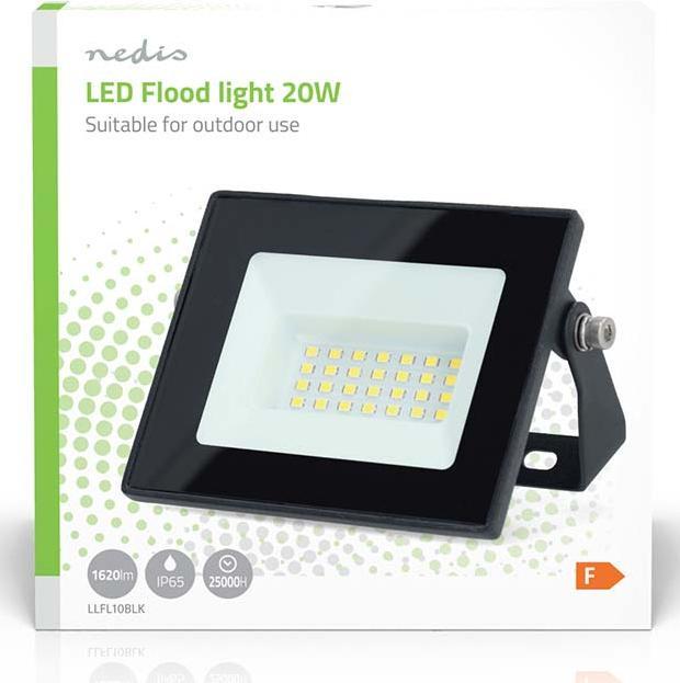 Produktbild Nedis LED-Flutlicht - 4000 K - Nennlichtstrom: 1620 lm - 20 kWh - IP65-1.00 m - Energieklasse: F - 2 (1620 lm, IP65)