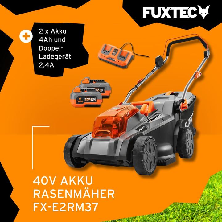 Actual product image Fuxtec 40V cordless lawn mower FX-E2RM37SET (Rechargeable battery operated)