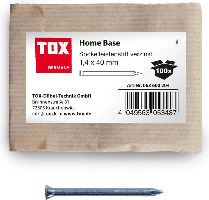 Actual product image Tox Skirting pins Home Base 1.4x40 mm (100 pcs.) galvanised (100 pcs.)