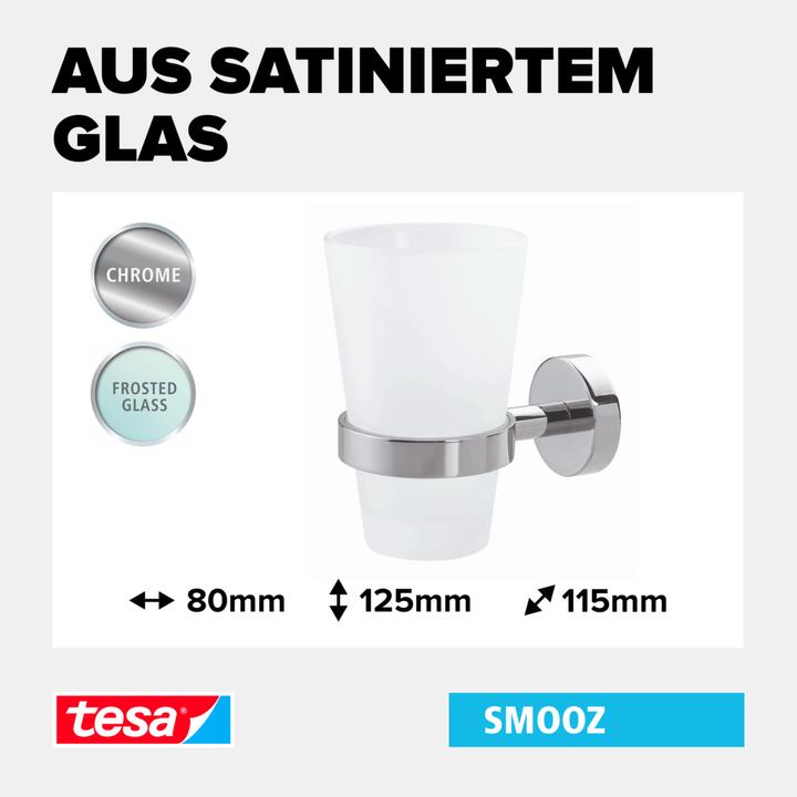 Produktbild tesa SMOOZ Zahnputzbecher inkl. Klebelösung ohne Bohren (8.5 x 13.5 x 15.5 cm)