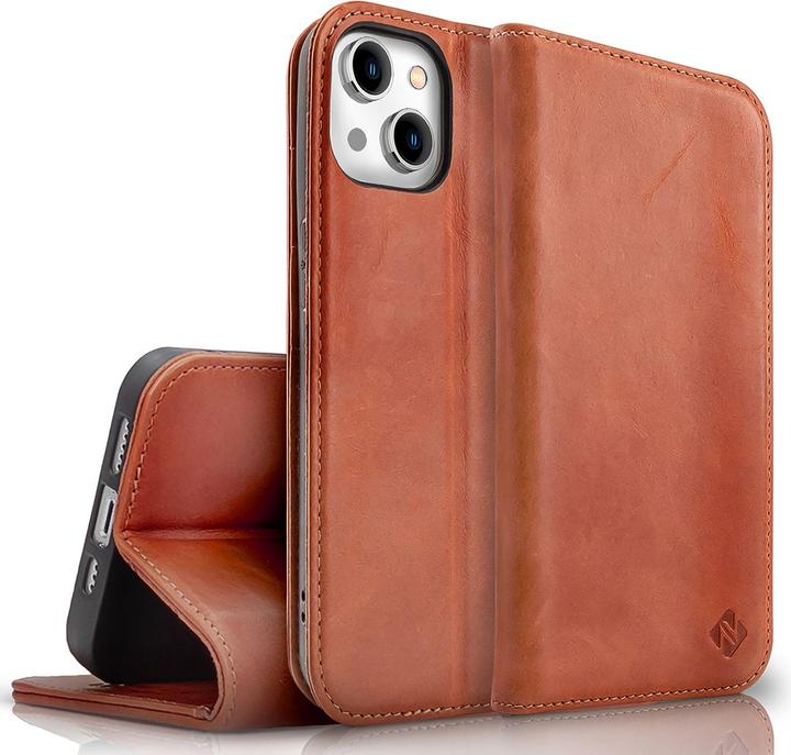Produktbild Nalia Echt Leder Flip Case Hülle mit Magnetverschluss (Apple iPhone 15 Plus)