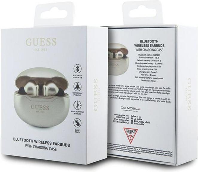 Image du produit Guess słuchawki Bluetooth GUTWST50ED TWS + stacja dokująca złoty/gold Classic EST (35 h, Sans fil)