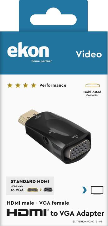 Actual product image Ekon 3.5mm Klinke| HDMI (Typ A) — VGA (HDMI)
