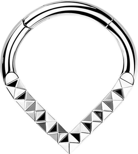Star Piercing Micro Segmentring klappbar Winkel silber Winkelmuster (Titan G23, ohne Messing)