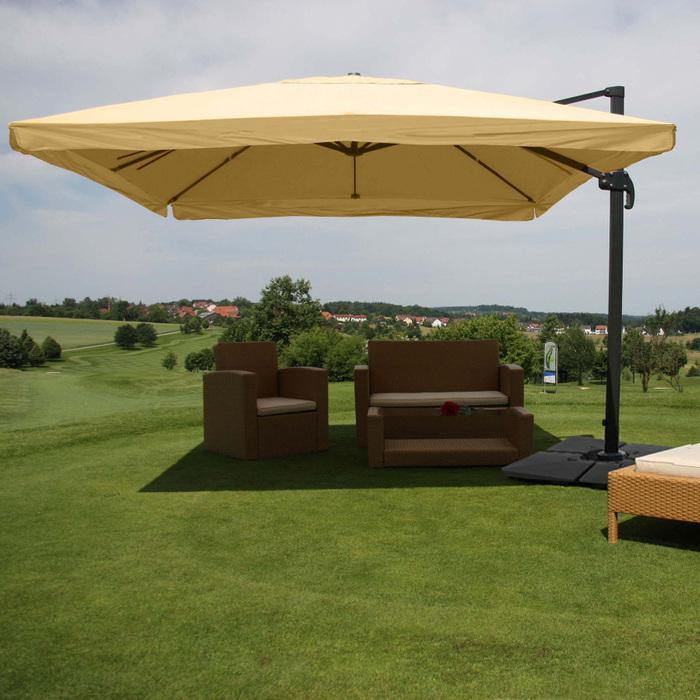Image du produit Mendler Parasol de signalisation pour la restauration, 3x4m (Ø5m) polyester alu/acier 26kg, Flap, crème (3 m)