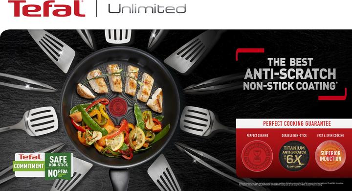 Actual product image Tefal Unlimited Hapjespan met deksel 24 cm (24 cm, Frying pan, Aluminium)