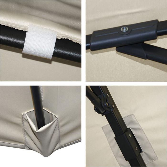 Immagine prodotto Mendler Ombrello semaforo Gastronomia, 3x4m (Ø5m) Poliestere Alu/Acciaio 26kg - grigio crema senza